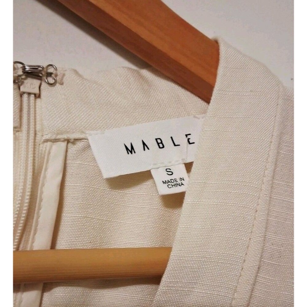 Mable Dolman Sleeve Dress V Neck Ivory Sz S Linen Viscose Flaw * - Picture 7 of 10